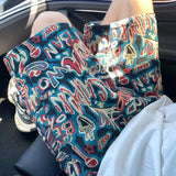 Riolio  Printed Ethnic Style Men Summer Thin Casual Sports Vacation Style Beach Five-point Pants