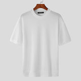 Riolio Fashion Casual Style Tops New Men Knitting Crew Neck Camiseta Stylish Male Solid Comfortable Short Sleeve T-Shirts S-5XL