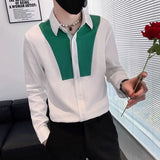 Riolio  High-end Color Block Shirt Men's Long-sleeved Fashionable Casual Shirt Fashionable Trendy Men