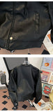 Riolio American Retro Pattern PU Leather Short Jacket Men Women Vintage Deconstructed Atmosphere Casual Couple Trendy High-end Jacket