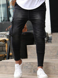 Riolio  New Fashion Multi Pockets Casual Trousers Slim Fit Wear Joggers Street Elastic Zipper Decoration Jeans Side Pockets Pencil Pants