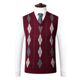 Riolio  Autumn Winter Mens Knitted Sleeveless Jacket Man V-Neck Warm Jumper Knitted Waistcoats Men Wool Pullovers Sweater Vests Clothing