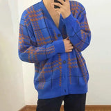 Riolio  Mens Knit Sweater Striped Contrast Color Casual Sweater Autumn Streetwear Personality All-Match Long-Sleeve Top Men'S Clothing