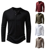 Riolio  Spring Autumn Men Classic Casual Soild Color Shirt Men Fashion Tops Tees Men Slim Fit Long Sleeve Tshirt Tee Shirt