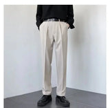 Riolio New Men White Straight Pants Fashion Korean Loose Suit Trousers Casual Draped Baggy White Wide Pant Male Streetwear