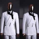 Riolio  Fashion Men Suit 2 Pieces Blazer Pants One Button Peaked Lapel Velvet Business Slim Fit Formal Wedding Groom