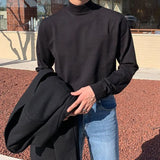 Riolio  Half-turtleneck Sweater for Men, Long-sleeved Korean Style Trendy Knitted Sweater with Bottoming Shirt, Hong Kong Style Casual
