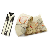 Riolio  Men's High Quality 6.5cm Floral Leaves Cotton Tie Handkerchief Suspender Set Novel Gentleman Artistic Wedding Accessories Gifts