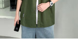 Riolio Working Pocket Solid Color Pure Cotton Short-sleeved Shirt Fashionable Summer Lapel Button Functional Half-sleeved Cardigan