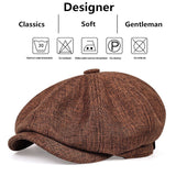 Riolio Men Casual Newsboy Hat Spring Autumn Retro Beret Hats Wild Casual Hats Unisex Wild Octagonal Cap for Men Street Caps Gorras