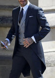 Riolio  Men Suit 3 Piece Jacket+Vest+Pant Wedding Groom Tuxedo Long Tailcoat Best Man Formal Prom Suit Fashion