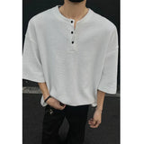Riolio Summer Short Sleeved T-shirt Men White Checkered T Shirt Men Streetwear Korean Loose Round Neck T Shirt Mens Top Large Size 4XL