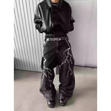 Riolio  American High Street Men and Women Trendy Hip Hop Personality Lightning Embroidered Jeans Couple Loose Retro Casual Pants y2k