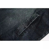 Riolio Retro Japanese Sle Distred Denim Jaet Men's Casual Loose Fit Outerwear Youth Trendy Wear Resistant Zipper Decoration