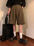 Riolio Summer Japanese Retro Simple Solid Color Casual Trousers Men Women Loose Wide-leg Shorts Fashionable and Trendy Five-point Pants