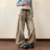 Riolio  Baggy Jeans Men Distressed Wash Cargo Trousers Streetwear Wide Leg Drop Croch Hip Hop Joggers with Big Pockets for Teen Boys