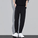 Riolio  Men's Clothing Pockets Spring Summer Solid Color Button Straight High Waist Loose Capable Handsome Temperament Casual Pants