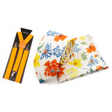 Riolio  Men's High Quality 6.5cm Floral Leaves Cotton Tie Handkerchief Suspender Set Novel Gentleman Artistic Wedding Accessories Gifts