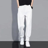 Riolio  Men's Clothing Pockets Spring Summer Solid Color Button Straight High Waist Loose Capable Handsome Temperament Casual Pants