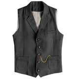 Riolio  Vintage Business Formal Wedding Vest with Pockets, Retro Office Party Sleeveless Jacket Office Party Slim Fit Business Waistcoa