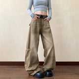 Riolio  Baggy Jeans Men Distressed Wash Cargo Trousers Streetwear Wide Leg Drop Croch Hip Hop Joggers with Big Pockets for Teen Boys