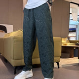 Riolio  New Men Summer Thin Jacquard Trendy and Fashionable Straight-leg Pants