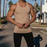 Riolio Summer men Vest stripe gym Tank top Men Fitness sleeveless shirt Male Exercise Sports vest Undershirt Bodybuilding clothing