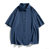 Riolio  Cross Border Short Sleeved Shirt for Boys and Teenagers To Look Slim, Cool and Handsome, Wearing Loose Shirt Outside
