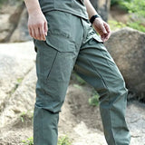 Riolio  Men Ripstop Tactical Cargo Pants Multi Flap Pockets Adjustable Cuff Lightweight Windproof Outdoor Hiking Trekking Work Trousers