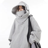 Riolio Autumn Solid Color Ninja Turtleneck Hoodies For Men Y2K Vintage Fleece Sweatshirts Hip Hop Japanese Streetwear Oversized Hoodie