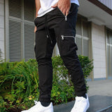 Riolio Cross-border Europe and the United States sports leisure zipper multi-pocket pants men's fitness running training pants manufact