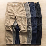 Riolio  New Men's Wear Resistant Work Trousers Casual Straight Leg Pants Multi ket Leisure Work Long Trousers Korean Sle