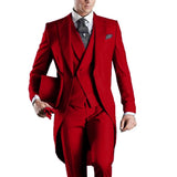 Riolio  Men's Monochromatic Tuxedo Set Business Smoking Wedding Dress Blazer 3-Piece Jacket Vest Pant Suit for Formal Occasions