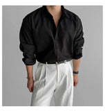Riolio Lapel Pit Stripe Texture Long Sleeve Shirt Men's Casual Business Shirt High-end Drapery Light Versatile Top Male Blouse
