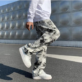 Riolio Printed jeans men Spring Tie dye Jeans Fashion trend Denim Trousers Korean Style High Street Straight Hip Hop Jean Pants man