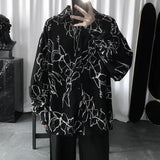 Riolio  Spring Autumn Winter Retro Loose Hip Hop Couple Shirt Y2k Print Man Tops Shirt for Men Vintage Shirt Men Anime Shirt