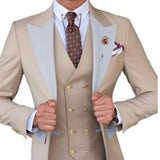 Riolio  Men's Fashionable Gentleman Business Banquet US-style Formal Dress Casual Wedding Color blocking Suit Blazer+Vest+Trousers