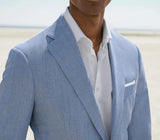 Riolio  Blue Mens Suit 2 Pieces Blazer Pants Single Breasted Peaked Lapel Formal Business Slim Fit Formal Wedding Groom