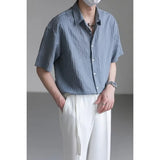 Riolio  Men's Black Textured Short Sleeve Shirt Casual Button Down Loose Fit Summer Top