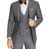 Riolio  Formal Elegant Men Suit Slim Fit 3 Piece Blazer Vest Pants Sets Tuxedo Set for Wedding Double Breasted Notched Lapel Men Suit