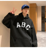 Riolio Letter Print ABC Men's Hoodies 2025 Autumn new sudadera hombre Korean Fashion Harajuku Pullover Hip Hop Long Sleeve Hooded