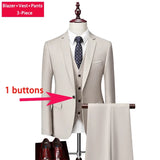 Riolio  M-6XL ( Jacket + Vest + Pants ) Boutique Pure Color Mens Business Formal Suit 3Piece Set and Two-piece Set Groom Wedding Dress