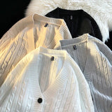Riolio Autumn Winter New Solid Color Fried Dough Twists Wool Cardigan Men's Fashion Loose Comfortable Knitting Long Sleeve Warm Clothes