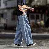 Riolio Men Jeans Wide Leg Denim Cargo jean pants Loose Straight Baggy Men's Jeans hip hop Streetwear Skateboard Neutral denim Trousers