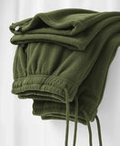Riolio Double-sided Fleece! Retro Military Green Straight-leg Pants Women Loose Thickened Warm Drawstring Casual Wide-leg Pants Men