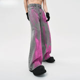 Riolio Coated Jeans Men's American High Street Wasteland Gray Wide-leg Pants Men Women A-type Smoke Gray Floor Pants 2025