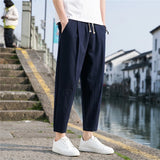 Riolio  Linen Wide Men Pants New Korean Trousers Oversize Linens Streetwear Male Spring Summer Pants Casual Men Clothing Sweatpants