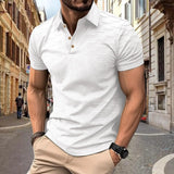 Riolio  Summer Solid Pullover Polo Shirts Men Short Sleeve Turn-down Collar Formal Polos Male Business Casual Comfortable Retro Tops