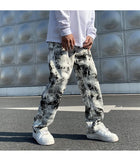 Riolio Printed jeans men Spring Tie dye Jeans Fashion trend Denim Trousers Korean Style High Street Straight Hip Hop Jean Pants man