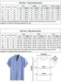 Riolio Striped Shirts for Men Half Button Collarless Short Sleeve Blouses Casual Streetwear Pullover Office Tops Z4984953